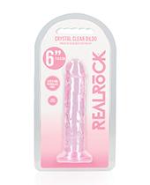 Shots Realrock Crystal Clear 6" Straight Dildo W/suction Cup - Pink - Click Image to Close