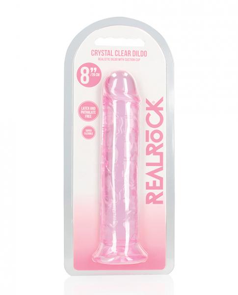 Shots Realrock Crystal Clear 8" Straight Dildo W/suction Cup - Pink