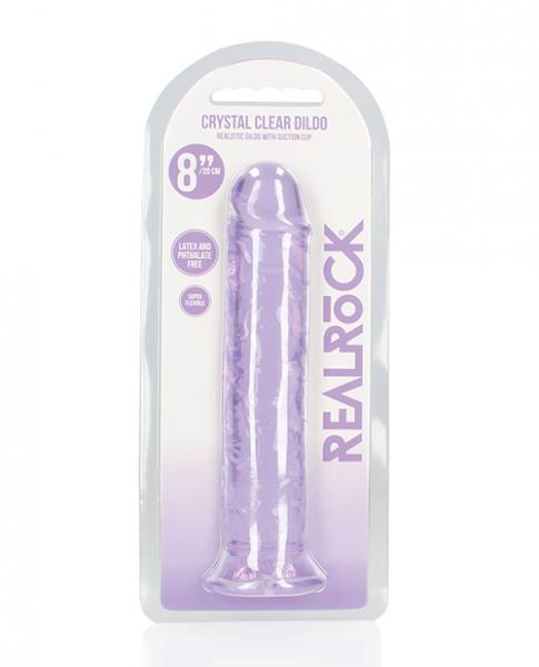 Shots Realrock Crystal Clear 8" Straight Dildo W/suction Cup - Purple - Click Image to Close