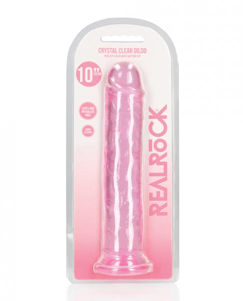 Shots Realrock Realistic Crystal Clear 10" Straight Dildo - Pink