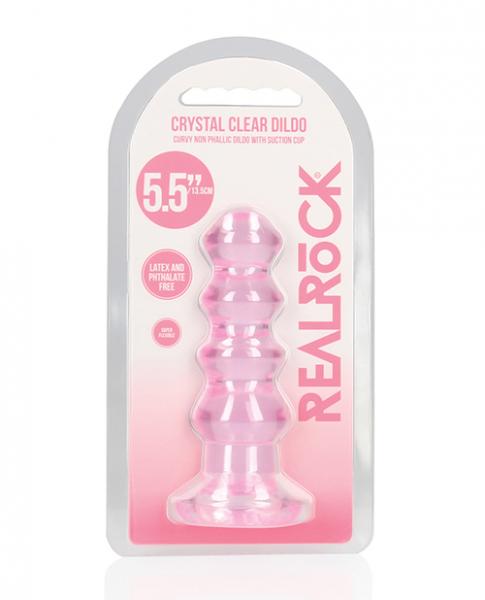 Shots Realrock Crystal Clear 5.5" Curvy Dildo/butt Plug - Pink - Click Image to Close