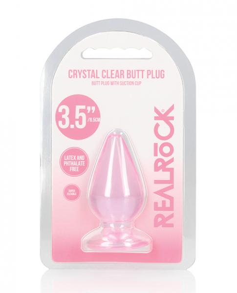 Shots Realrock Crystal Clear 3.5" Anal Plug - Pink - Click Image to Close