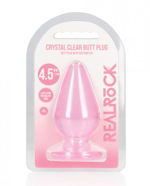 Shots Realrock Crystal Clear 4.5" Anal Plug - Pink - Click Image to Close