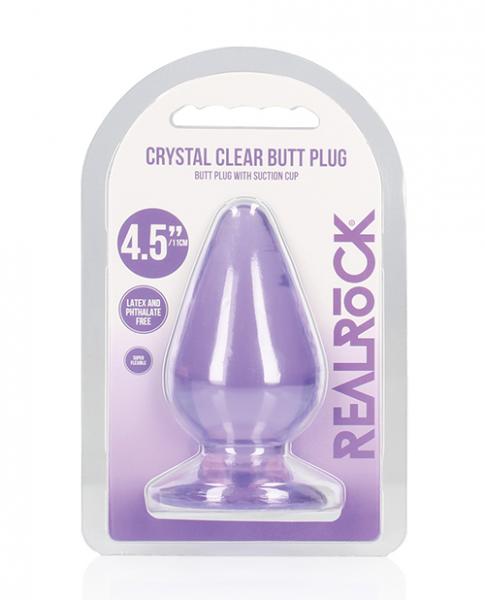 Shots Realrock Crystal Clear 4.5" Anal Plug - Purple - Click Image to Close