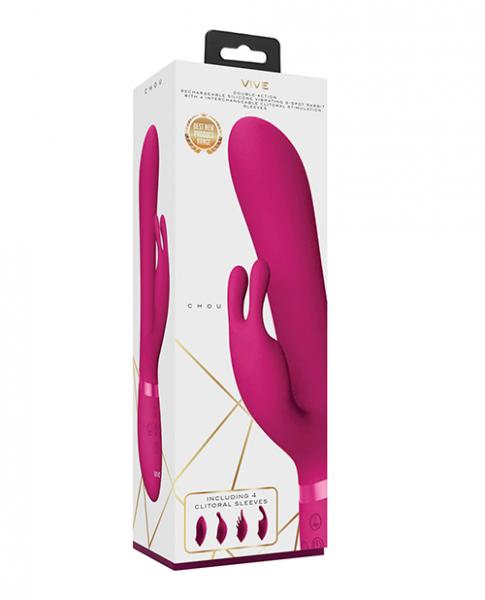 Shots Vive Chou G-spot Rabbit W/interchangeable Clitoral Attachments - Pink - Click Image to Close