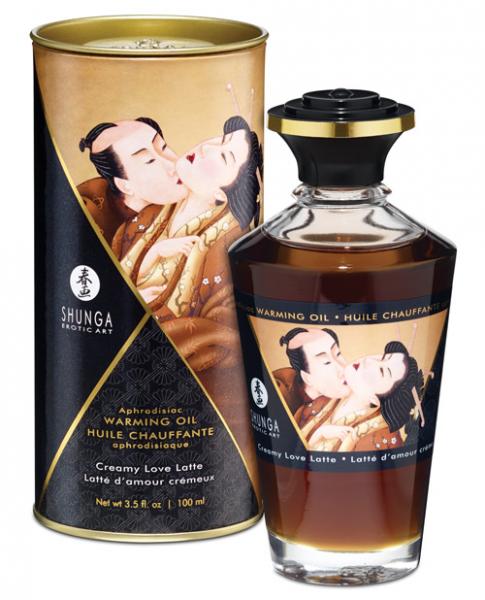 Shunga Warming Oil Creamy Love Latte - 3.5 Oz. - Click Image to Close