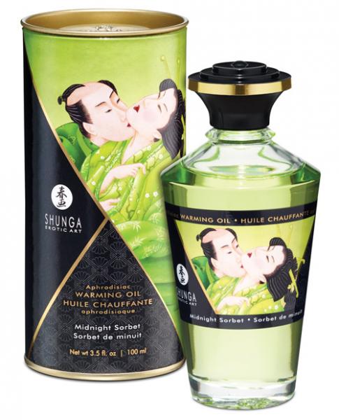 Shunga Warming Oil Midnight Sorbet - 3.5 Oz. - Click Image to Close