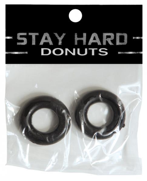 Thick Power Stretch Donut Cock Ring 2 Pack Black