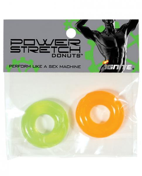 Thick Power Stretch Donut Cock Rings Orange/Green 2 Pack