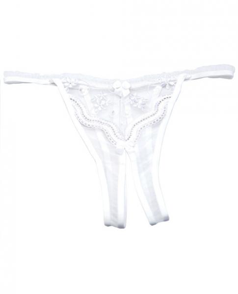 Scalloped Embroidery Crotchless Panty White O/S - Click Image to Close