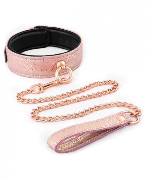 Spartacus Microfiber Collar & Leash Leather Lining Pink - Click Image to Close