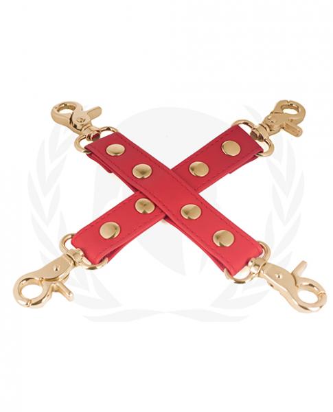 Spartacus Pu Hog Tie W/gold Hardware - Red - Click Image to Close