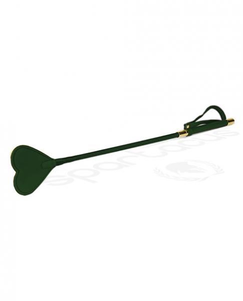 Spartacus Pu Riding Crop W/plush Heart Shape Tip - Green