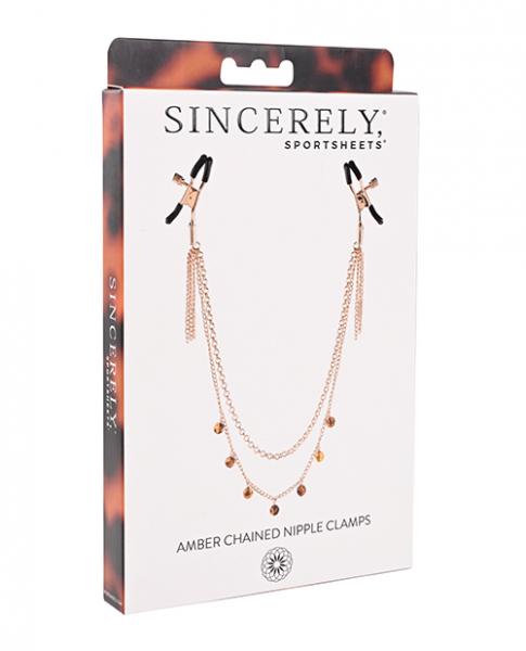 Sincerely Amber Chained Nipple Clamps - Click Image to Close