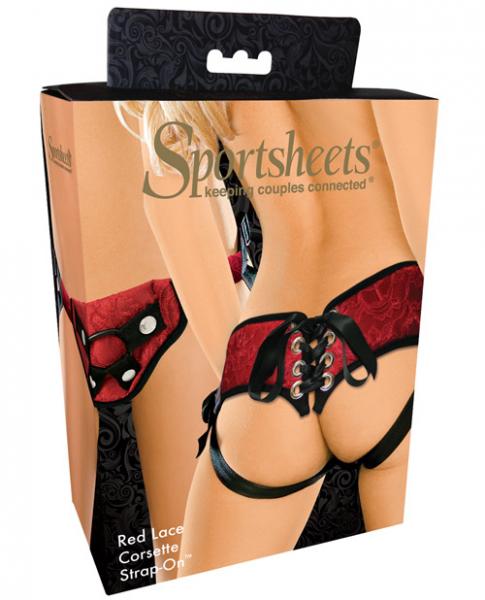 Sportsheets Red Lace Strap On Corsette