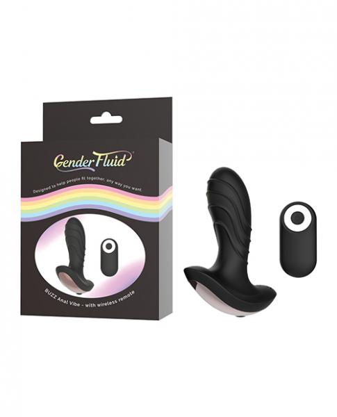 Gender Fluid Buzz Anal Vibe W/remote - Black - Click Image to Close