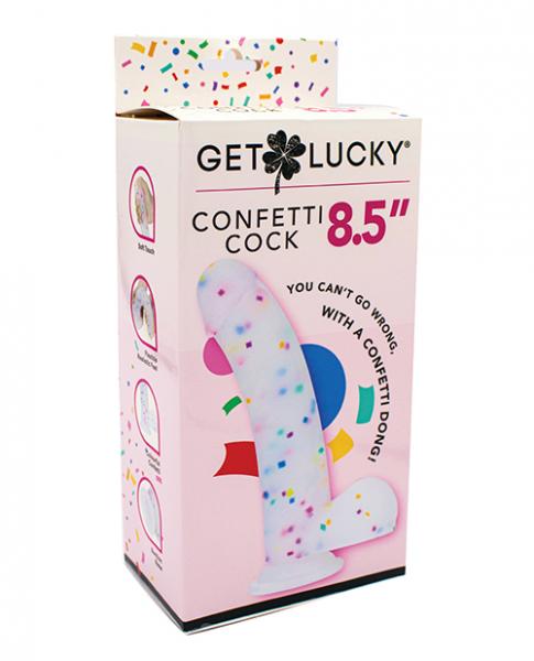 Get Lucky 8.5" Real Skin Confetti Cock - Multi Color - Click Image to Close