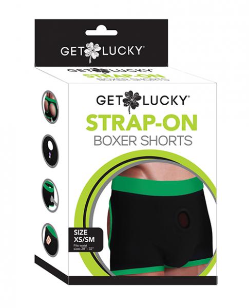 Get Lucky Strap On Boxers - Xs-s Black/green - Click Image to Close