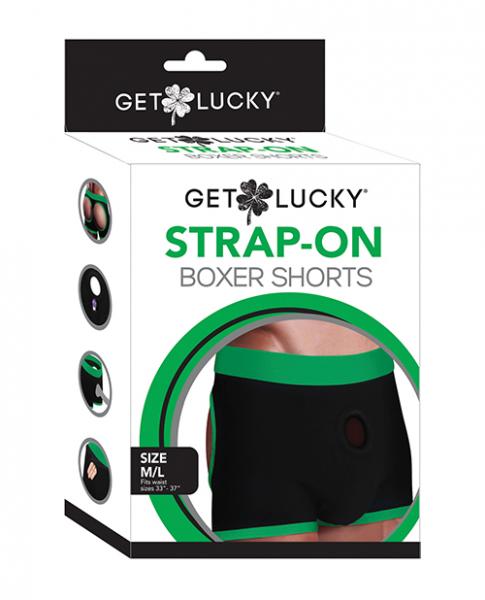 Get Lucky Strap On Boxers - M-l Black/green - Click Image to Close