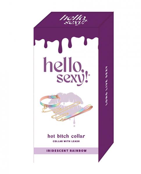 Hello Sexy! Hot Bitch Collar & Leash - Iridescent Rainbow - Click Image to Close