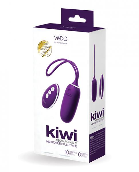 Vedo Kiwi Rechargeable Instertable Bullet - Deep Purple - Click Image to Close