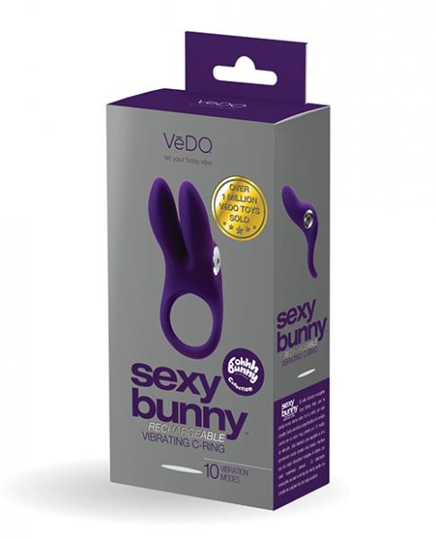 Vedo Sexy Bunny Rechargeable Ring - Deep Purple - Click Image to Close