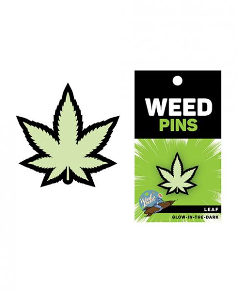 Wood Rocket Weed Pot Leaf Pin - Glow In The Dark