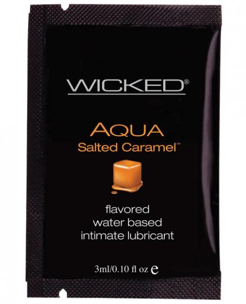 Wicked Sensual Care Collection Aqua Waterbased Lubricant - 3 ml. Packet Salted Caramel - Click Image to Close