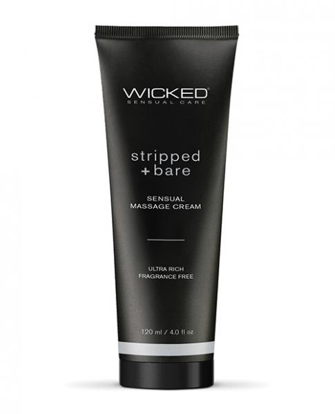 Wicked Sensual Care Stripped & Bare Unscented Massage Cream - 4 Oz