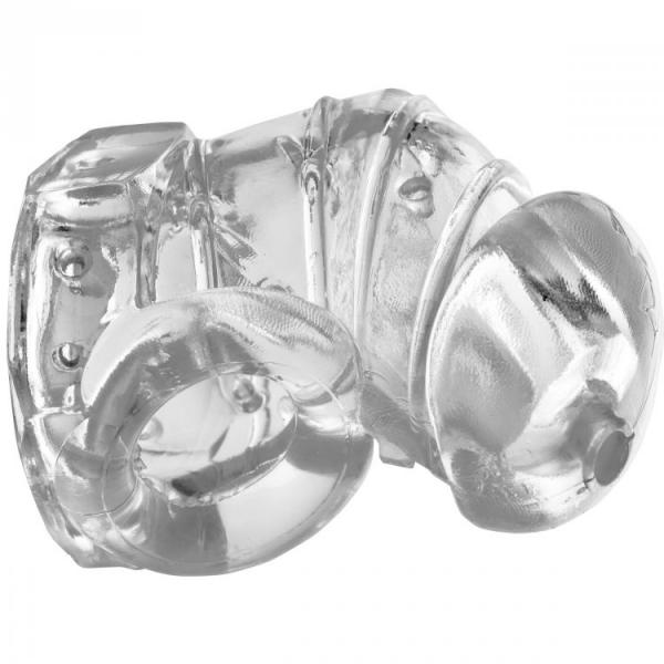 Detained 2.0 Restrictive Chastity Cage With Nubs Clear - Click Image to Close