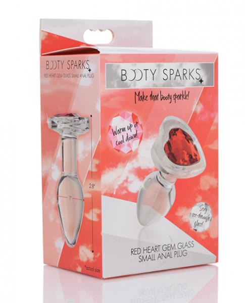 Booty Sparks Red Heart Gem Glass Anal Plug - Small - Click Image to Close