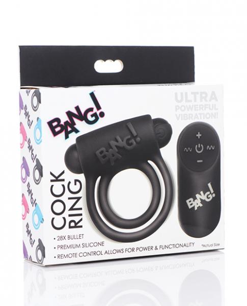 Bang! Vibrating Cock Ring & Bullet W/remote Control - Black