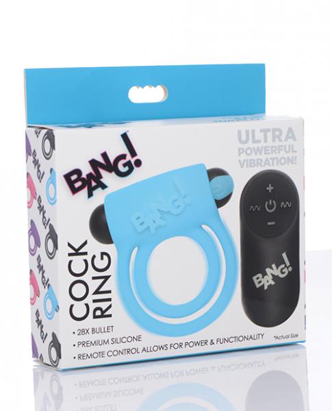 Bang! Vibrating Cock Ring & Bullet W/remote Control - Blue