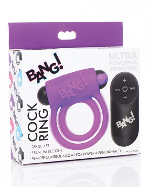 Bang! Vibrating Cock Ring & Bullet W/remote Control - Purple - Click Image to Close