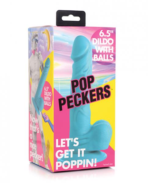 Pop Peckers 6.5" Dildo W/balls - Blue