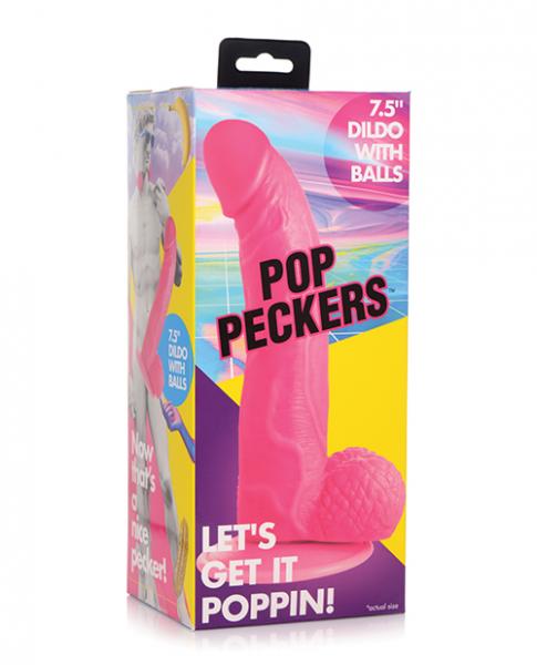 Pop Peckers 7.5" Dildo W/balls - Pink