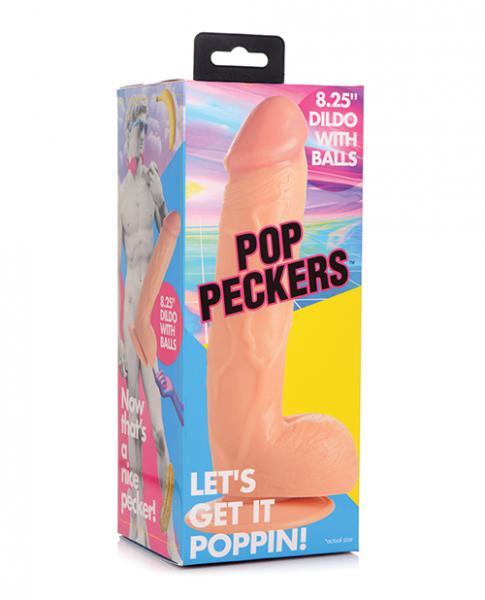 Pop Peckers 8.25" Dildo W/balls - Light - Click Image to Close