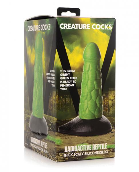 Creature Cocks Radioactive Reptile Thick Scaly Silicone Dildo - Green/black - Click Image to Close