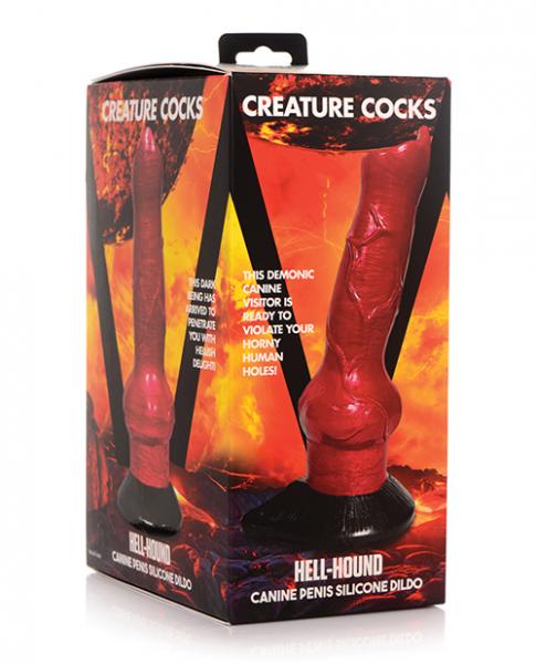 Creature Cocks Hell-hound Canine Penis Silicone Dildo - Red/black - Click Image to Close