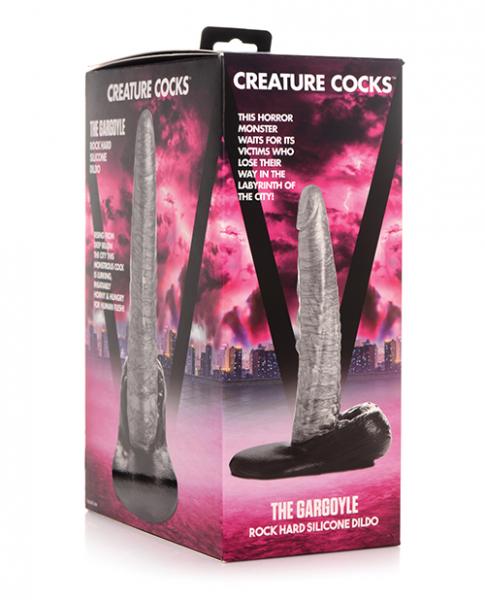 Creature Cocks The Gargoyle Rock Hard Silicone Dildo - Silver/black - Click Image to Close