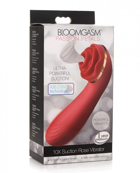 Inmi Bloomgasm Passion Petals 10x Silicone Suction Rose Vibrator - Red - Click Image to Close