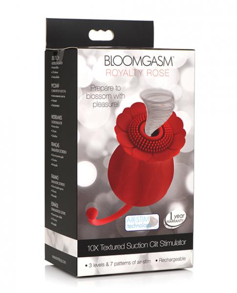 Inmi Bloomgasm Royalty Rose Textured Suction Clit Stimulator - Red - Click Image to Close