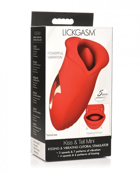 Shegasm Lickgasm Kiss Tell Silicone Kissing & Vibrating Clitoral Stimulator - Red - Click Image to Close