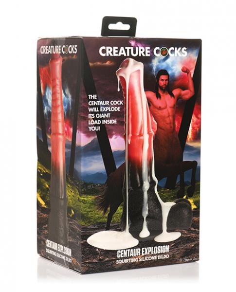 Creature Cocks Centaur Explosion Squirting Silicone Dildo - Black/peach