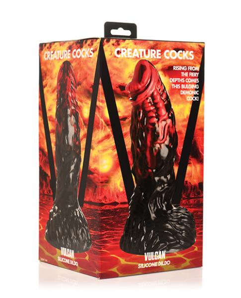 Creature Cocks Vulcan Silicone Dildo - Black/red