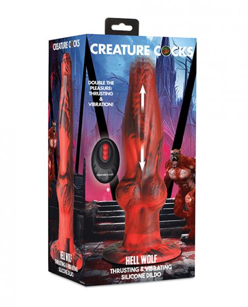 Creature Cocks Hell-wolf Thrusting & Vibrating Silicone Dildo - Black/red