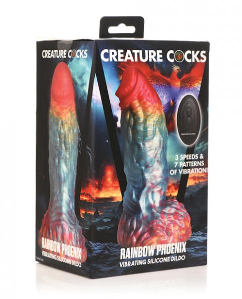 Creature Cocks Rainbow Phoenix Vibrating Dildo W/remote Control - Rainbow