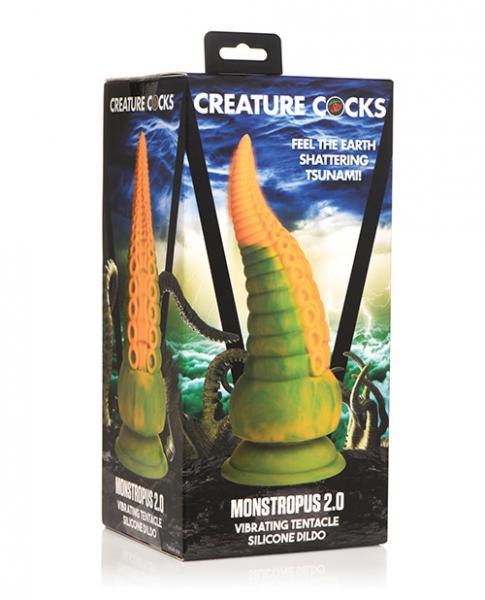 Creature Cocks Monstropus 2.0 Vibrating Tentacle Silicone Dildo - Yellow/green