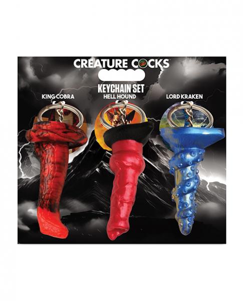 Creature Cocks Hell-hound, Lord Kraken, & King Cobra Silicone Key Chain Set - Pack Of 3 Multi Color