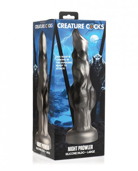 Creature Cocks Night Prowler Silicone Dildo - Large Black/silver